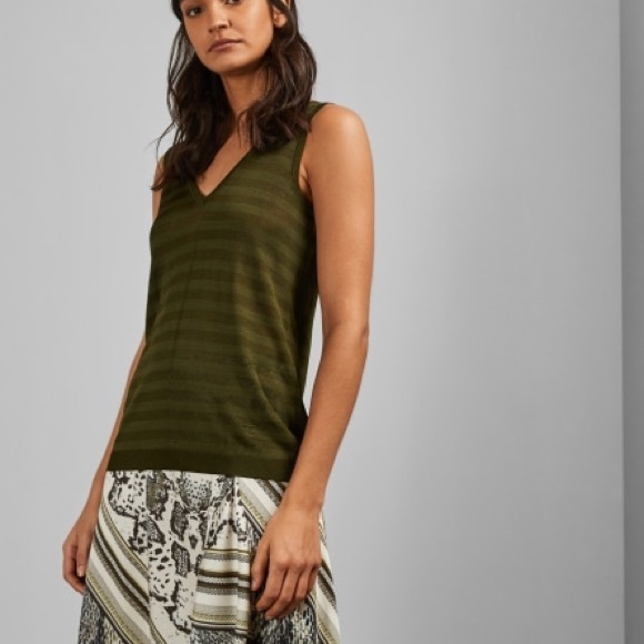 Ted Baker London Tops - Ted Baker olive green knit tank top size 4